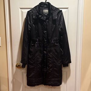 Black Quilted Trench Coat Medium